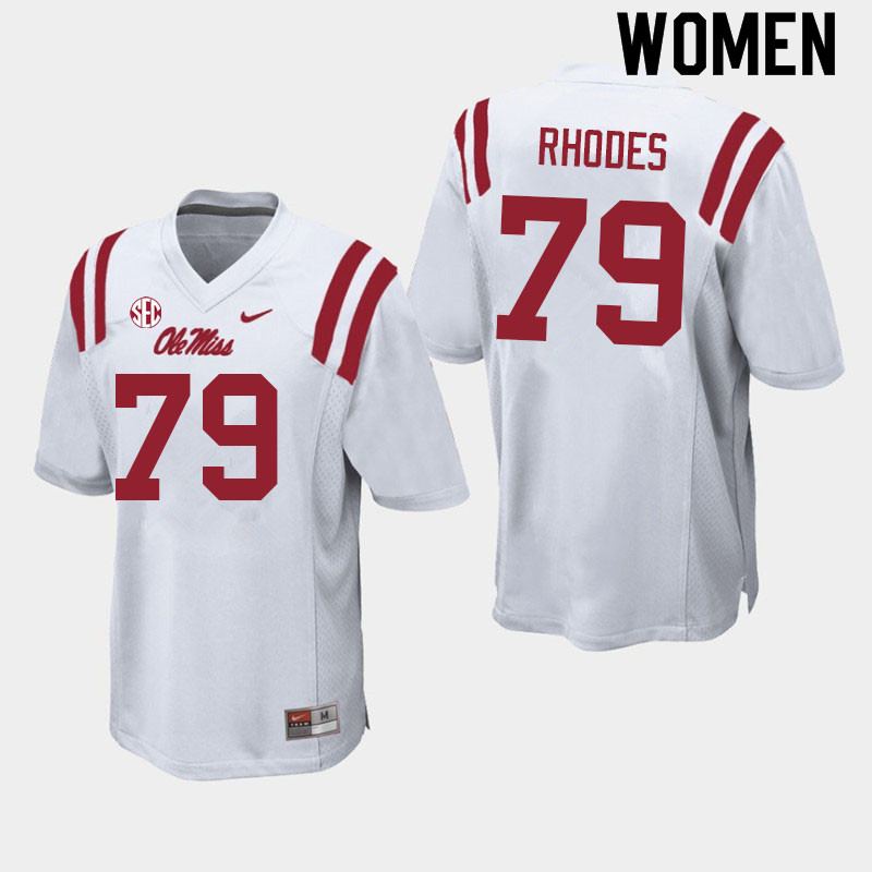 Jordan Rhodes Ole Miss Rebels NCAA Women's White #79 Stitched Limited College Football Jersey TLB7158NY